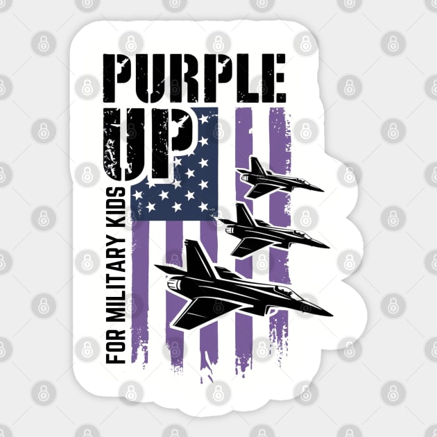 Purple Up For Military Kids Usa Flag Sticker by Creatifly Graphic Tees